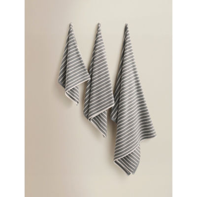 George Home Grey Pinstripe Cotton Hand Towel