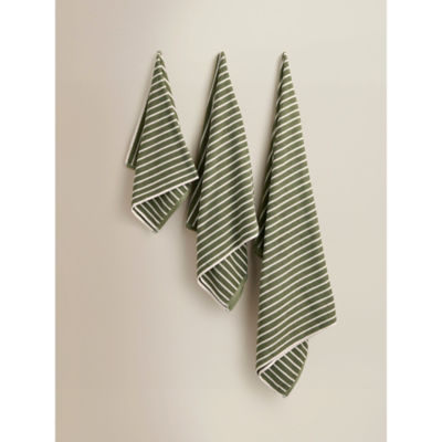 George Home Green Pinstripe Cotton Bath Sheet