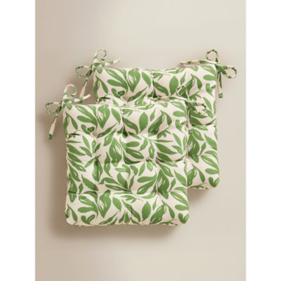 George Home Green Leaves Print Seat Pad - Set of 2