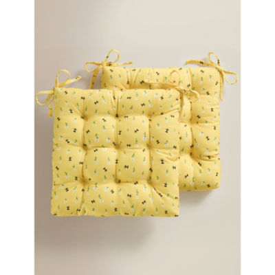 George Home Yellow Bee Print Seat Pad - Set of 2