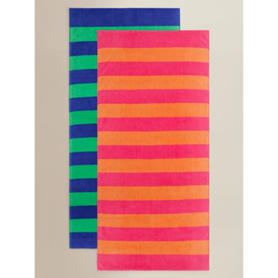 George Home Striped Cotton Beach Towels - Set of 2