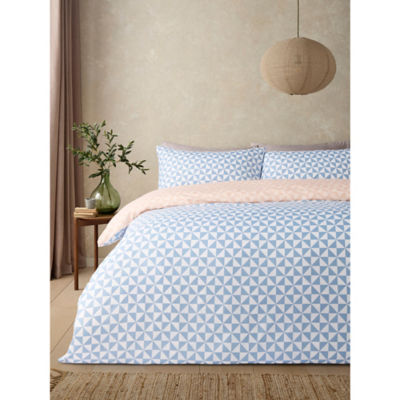 George Home Blue & White Triangle Microfibre Duvet Set - Single