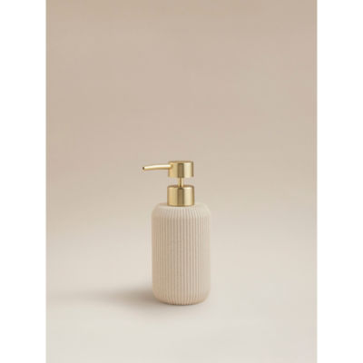 George Home Natural Sandstone Ribbed Soap Dispenser
