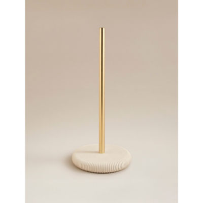 George Home Natural Sandstone Ribbed Toilet Roll Stand