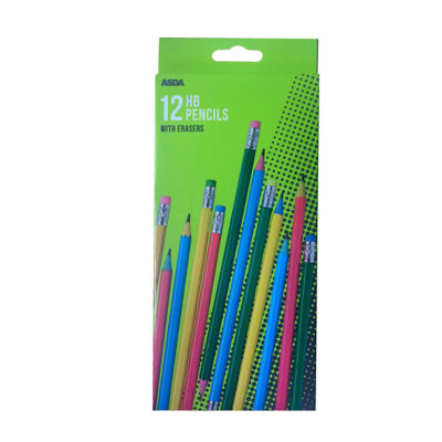 ASDA Pencils With Erasers 12Pk