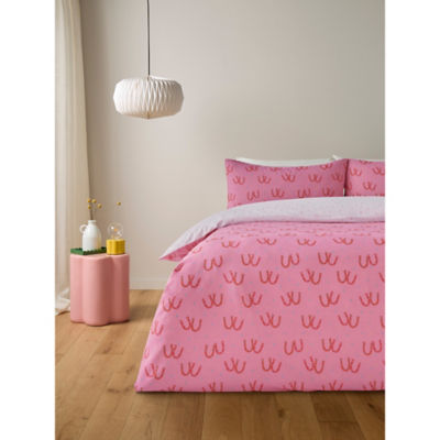George Home Pink Lucky Horseshoe Easycare Duvet Set Double