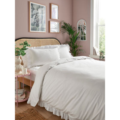 George White Plain Frill Trim Duvet Set - Image 2