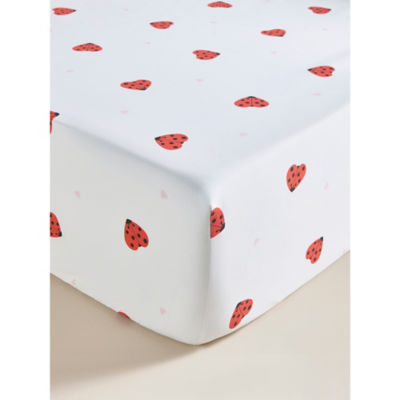 George Home Red & White Love Bug Easycare Single Fitted Sheet Single