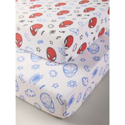 George Home Spider-Man Cot Bed Jersey Cotton Sheets - Set of 2