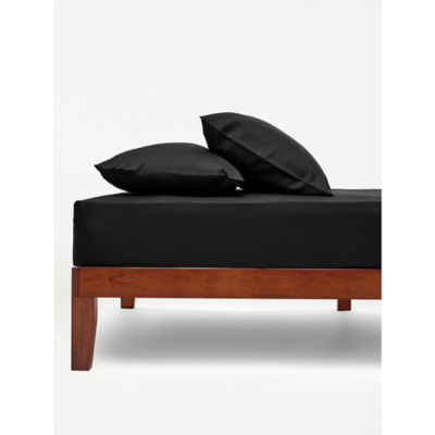 George Home Black Plain Fitted Sheet - Single