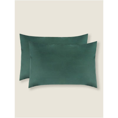 George Home Forest Green Plain Pillowcase Pair