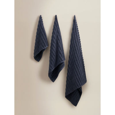 George Home Navy Wavy Rib Cotton Towel