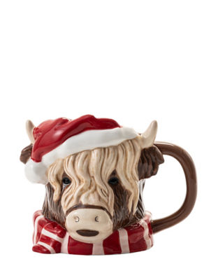 ASDA Highland Cow Christmas Shaped Mug