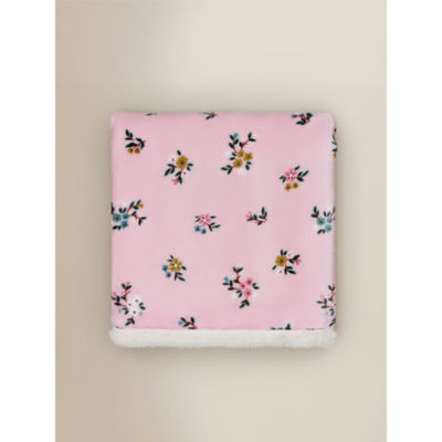 ASDA Pink Floral Sherpa Blanket - 70cm x 100cm
