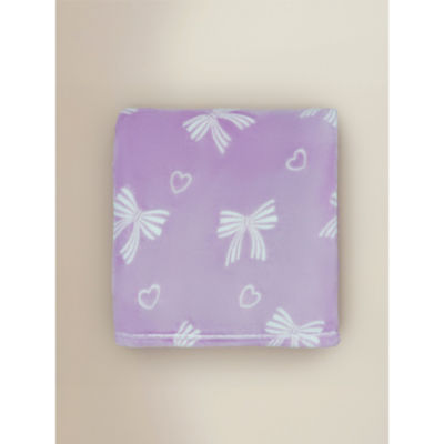 ASDA Lilac Bows Fleece Blanket - 120cm x 150cm