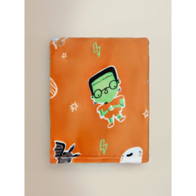ASDA Orange Halloween Icons Fleece Blanket - 120cm x 150cm