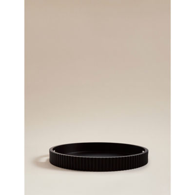 George Home Black Ribbed Round Tray