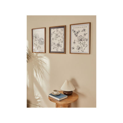 George Home Navy Floral A3 Framed Print – Set of 3