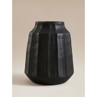 George Home Black Matte Chunky Rib Vase