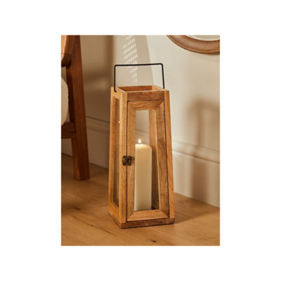 George Home Natural Brown Wooden Large Lantern