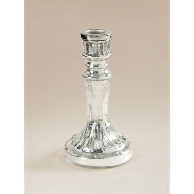 ASDA Silver-Tone Winter Small Glass Candle Holder