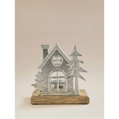 ASDA Silver-Tone Winter Metal House Tealight Holder