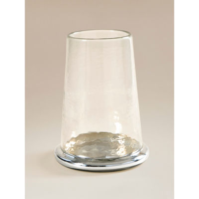 ASDA Silver-Tone Hammered Glass Base Hurricane Candle Holder