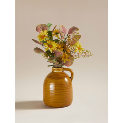 ASDA Artificial Daisy In Mustard Ceramic Pot 33cm