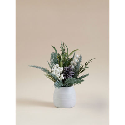ASDA Winter White Berry Foliage in White Ceramic Pot