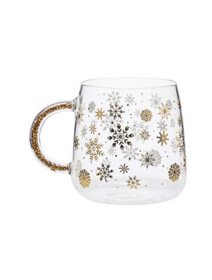 ASDA Gold Snowflake Glass Mug