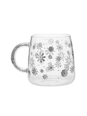 ASDA Silver Snowflake Glass Mug