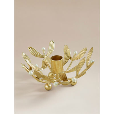ASDA Gold-Tone Mistletoe Taper Holder