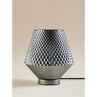 George Home Silver-Tone Diamond Glass Table Lamp