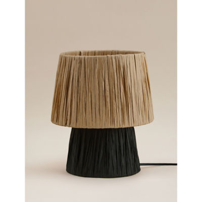 George Home Natural Raffia Natural Base Table Lamp With Black Shade