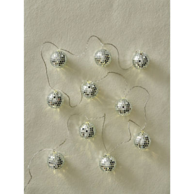 George Home Silver-Tone Disco Ball String Lights 10 Piece