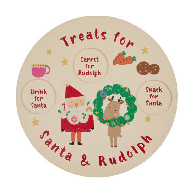 ASDA Santa & Reindeer Wooden Plate