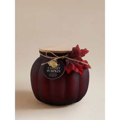 George Home XL Glass Pumpkin Candle Burgundy