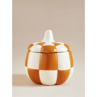 George Home Orange Checkerboard Pumpkin Candle