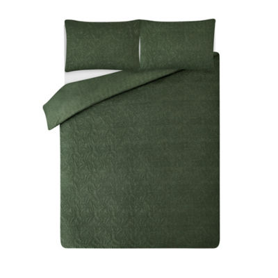 George Home Green Leaf Quilted Duvet Set Double