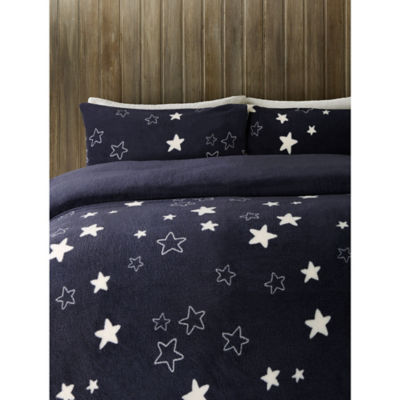 George Home Teddy Star Print Duvet Set Navy king