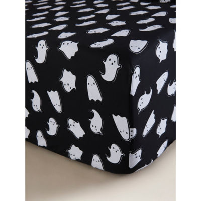 George Home Halloween Black & White Ghosts Fitted Sheet Double