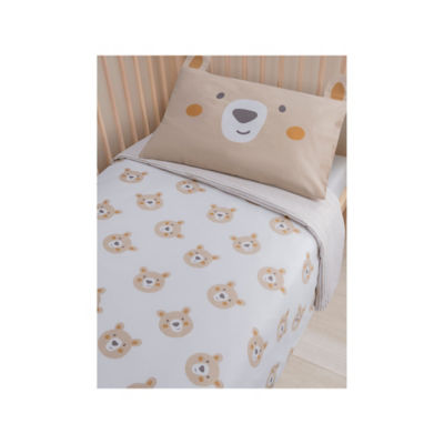 ASDA Bear 3D Pillowcase Toddler 100% Cotton Reversible Duvet Set Toddler