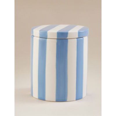 George Home Blue Striped Lidded Pot