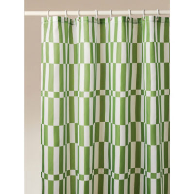 George Home Green Split Checkerboard Shower Curtain