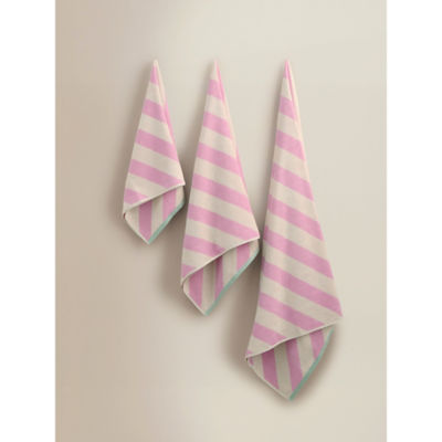 George Home Pink French Fancy Diagonal Stripe Cotton Towel