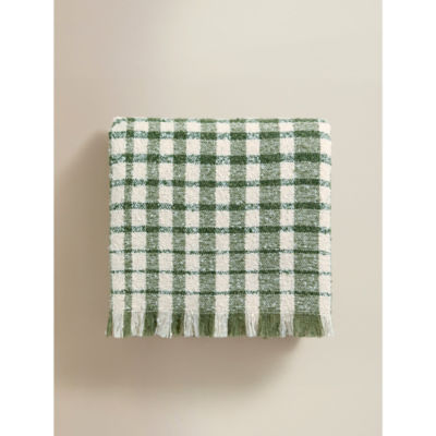 George Home Brushed Tassel Check Throw - 150 x 120cm