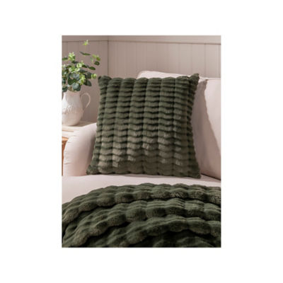 ASDA Stacey Solomon Green Ribbed Faux Fur Cushion