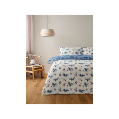 ASDA Blue Inky Floral Brushed Cotton Soft & Cosy Duvet Set King