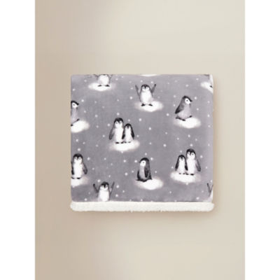 ASDA Winter Penguin Sherpa Throw 120x150cm