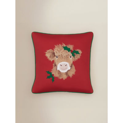 ASDA Red Christmas Highland Cow Cushion